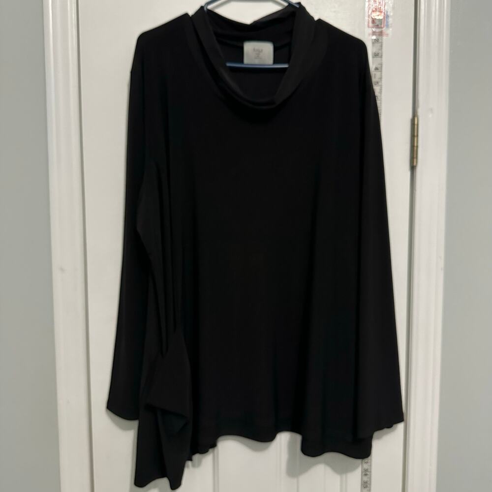 Chalet et Ceci Black Swing Tunic Top 2X Pockets Oversized Boho Lagenlook